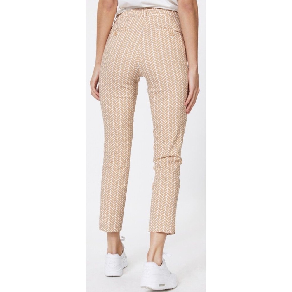 Esqualo Tan White Geometric Block Print Chino Pants 7/8 Cropped Trousers Women 6 - Picture 3 of 12